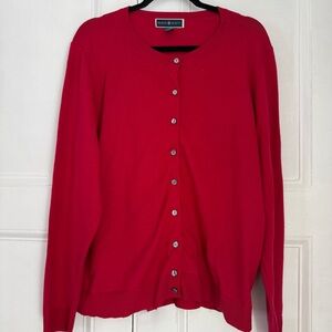 Karen Scott Red Button-Front Crewneck Cardigan - Size XL